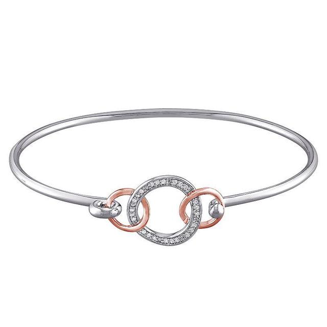 Stella Grace 2-Tone Sterling Silver 1/10 Carat T.W. Diamond Interlocking Circle Bangle Bracelet, Womens Product Image