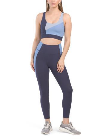 2pk Color Block Sports Bra And Leggings Set for Women Product Image