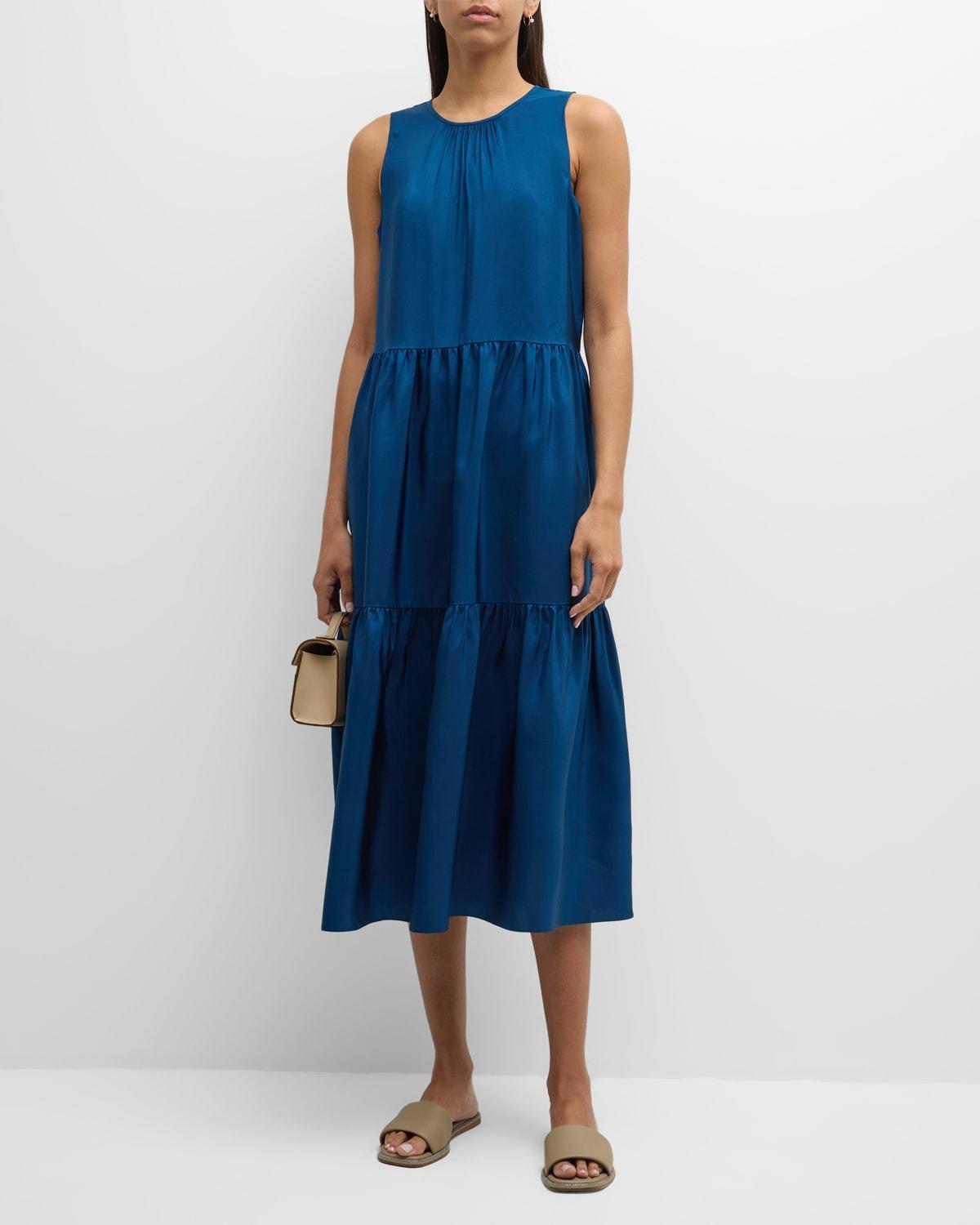 Womens Tiered Silk Midi-Dress product image