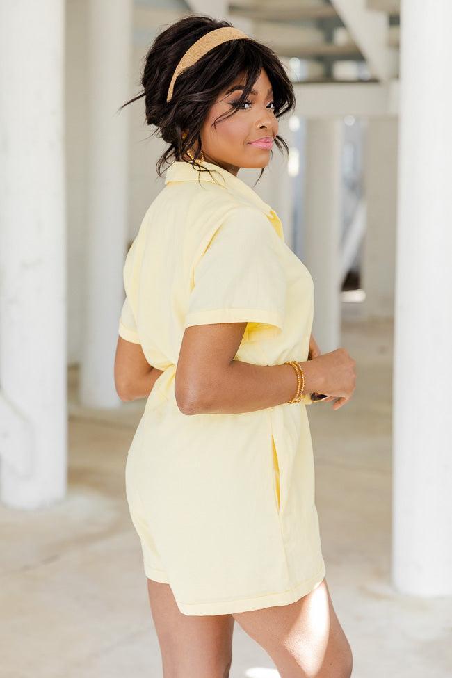 Craving Sunshine Yellow Button Up Romper FINAL SALE Product Image