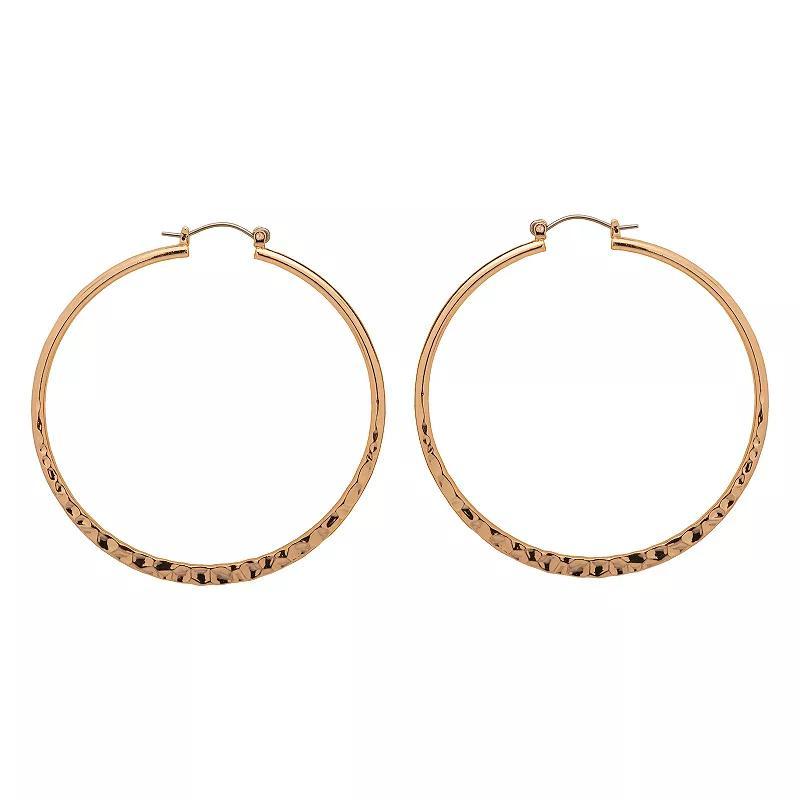 Emberly Gold Tone Hammered Oversized Hoop Earrings, Womens Product Image