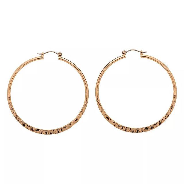 Emberly Gold Tone Hammered Oversized Hoop Earrings, Womens Product Image