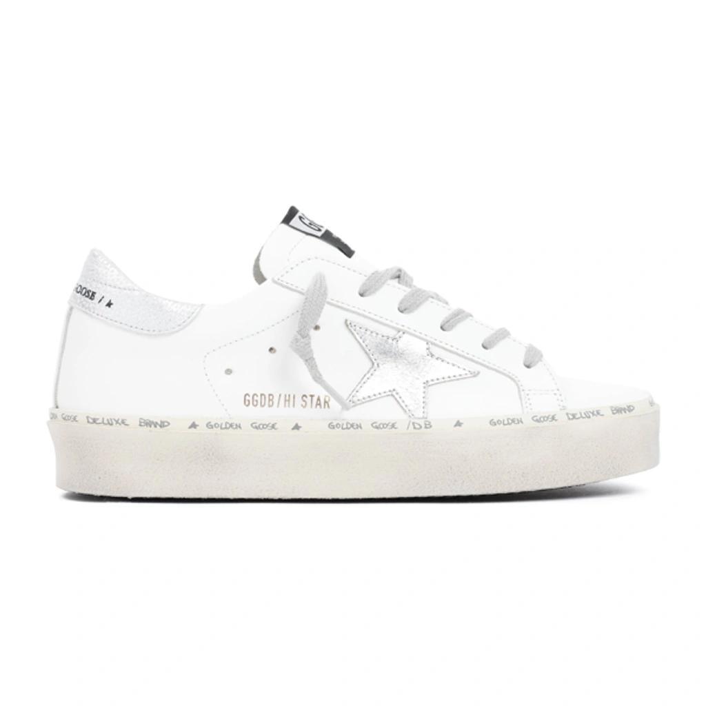 Hi Star Metallic Leather Low-top Sneakers In White/silver Product Image