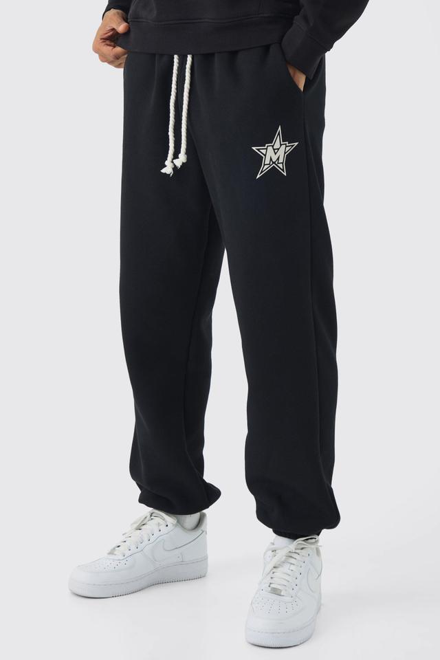 Oversized Rope Drawcords Varsity Sweatpants | boohooMAN USA Product Image