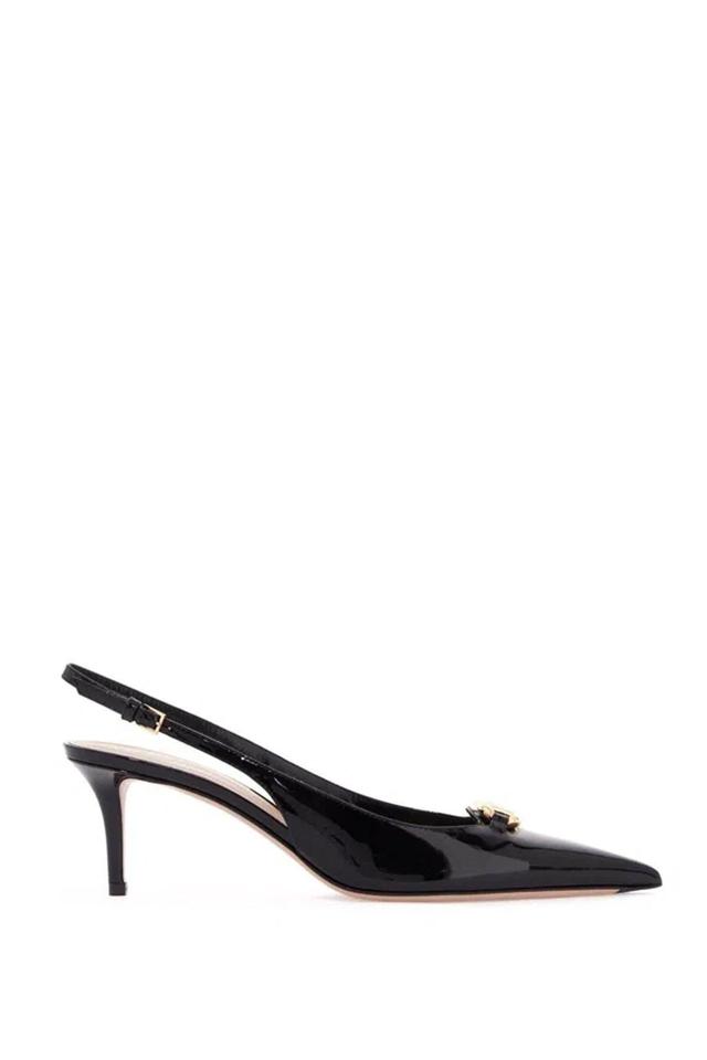 VALENTINO GARAVANI The Bold Edition Vlogo 60 Slingback Pumps In Patent Leather In Neutro Product Image