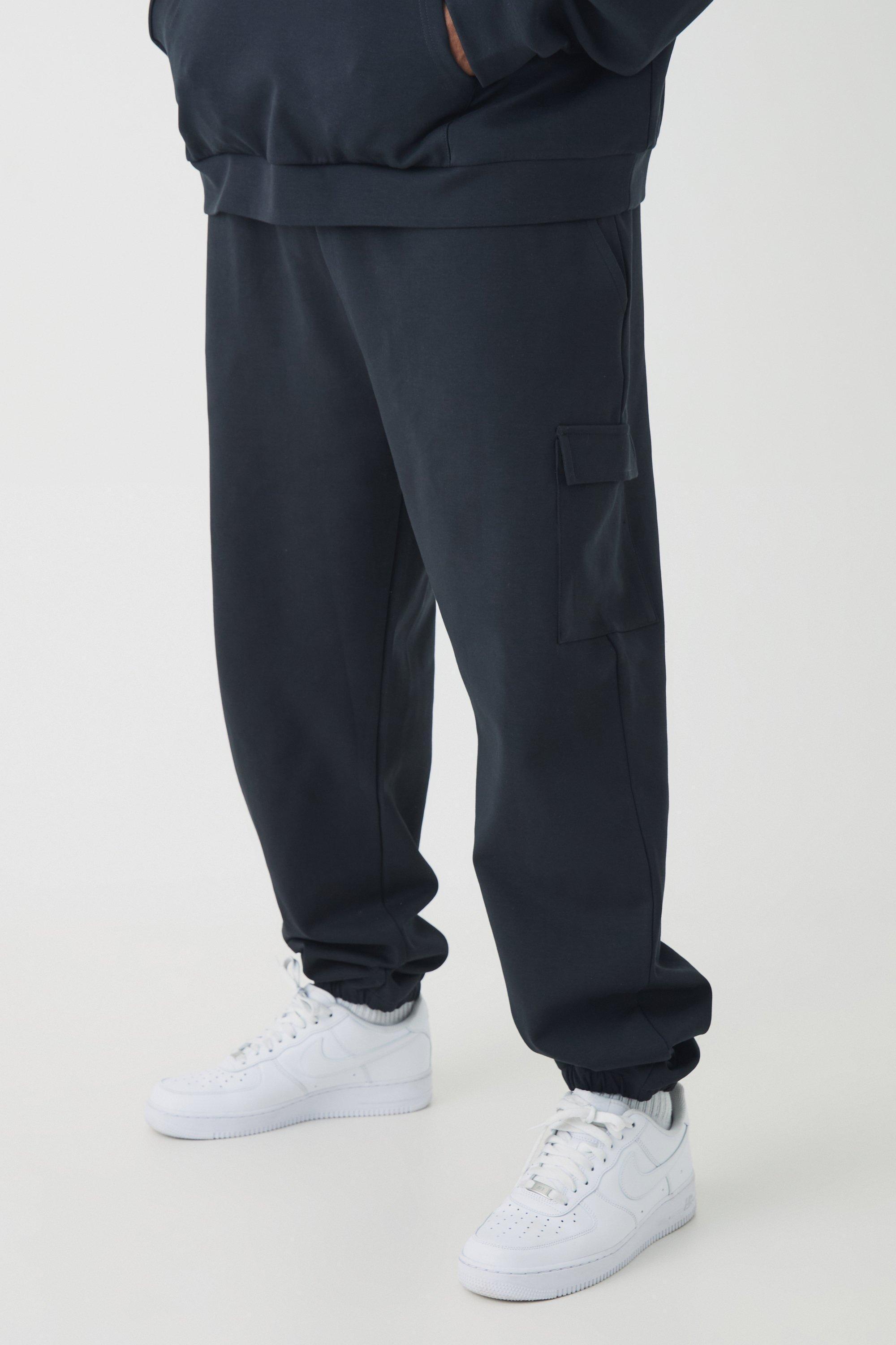 Plus Interlock Slim Fit Smart Cargo Sweatpants | boohooMAN USA product image