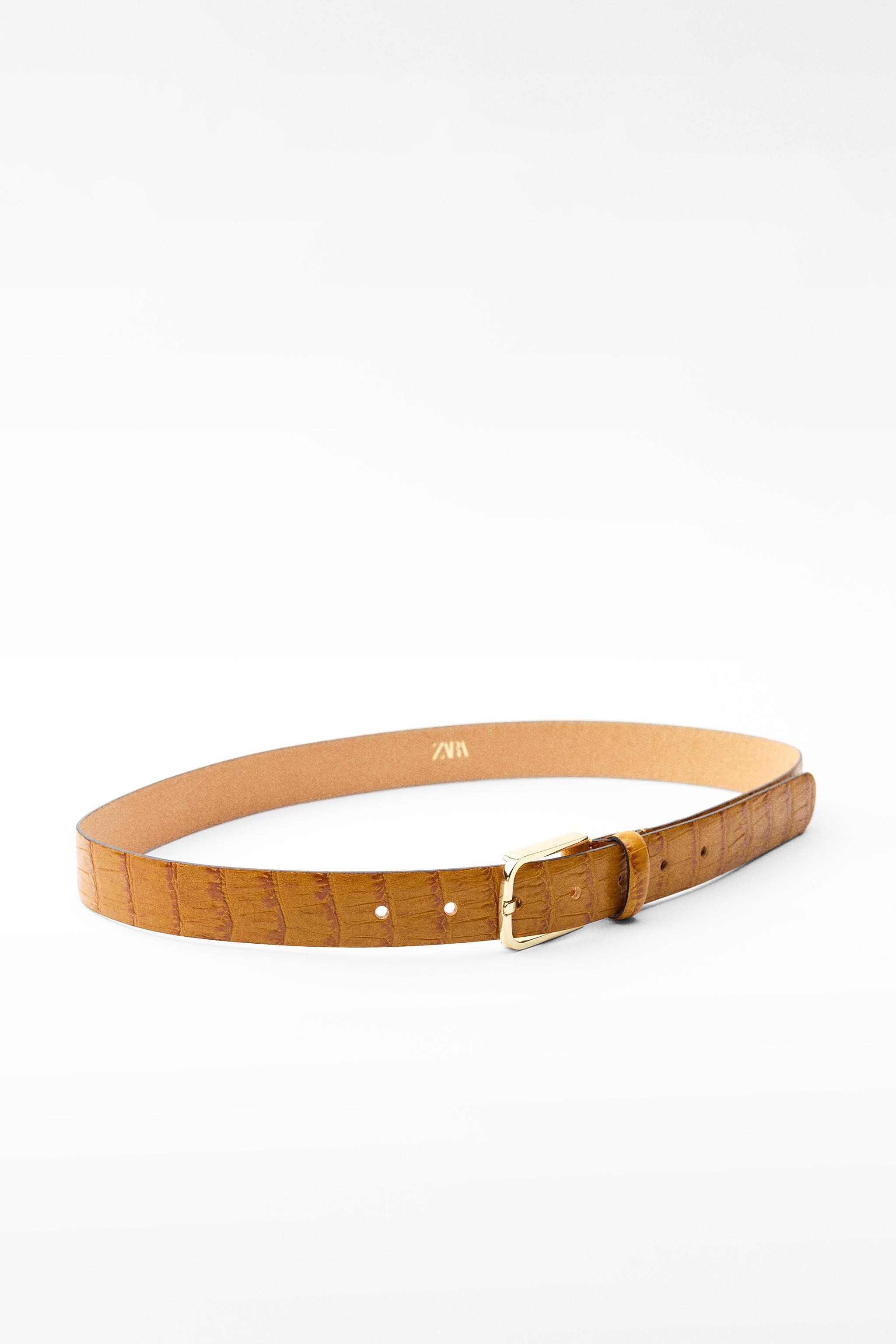 LEATHER BELT WITH SQUARE BUCKLE Product Image