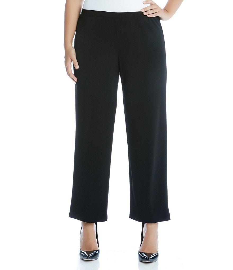 Karen Kane Plus Size Crepe Pull-On Flat Front Wide Leg Pants Product Image