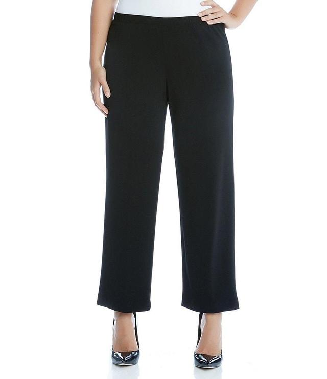 Karen Kane Plus Size Crepe Pull-On Flat Front Wide Leg Pants Product Image