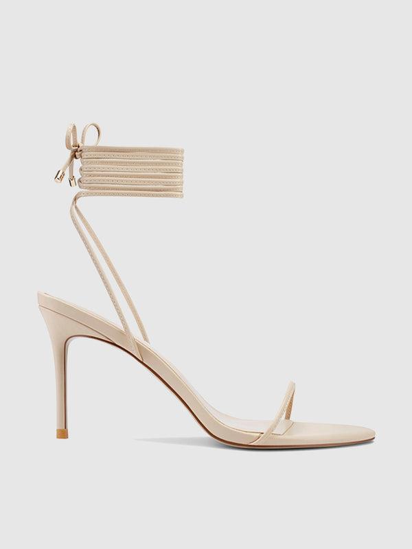 3.0 Barely There Lace Up Heel- Nude Product Image