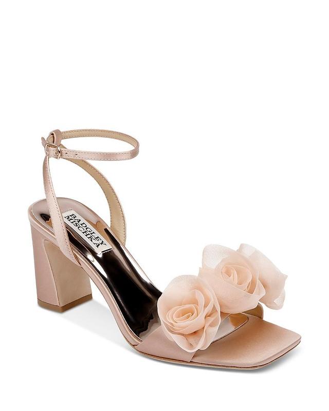 Badgley Mischka Womens Carli Square Toe Triple Flower High Heel Sandals Product Image