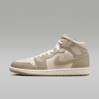 Jordan Mens Jordan AJ 1 Mid SE Poolside - Mens Basketball Shoes Bone/Khaki/Pink Product Image