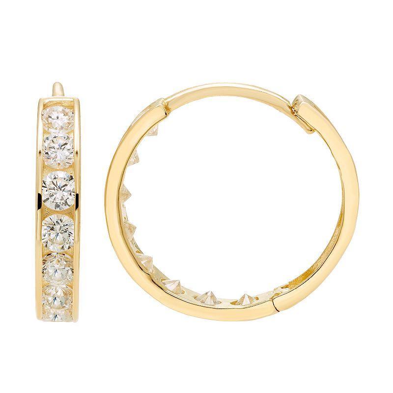 Theia Sky 14k Gold Dainty Cubic Zirconia Huggie Hoop Earrings, Womens Product Image