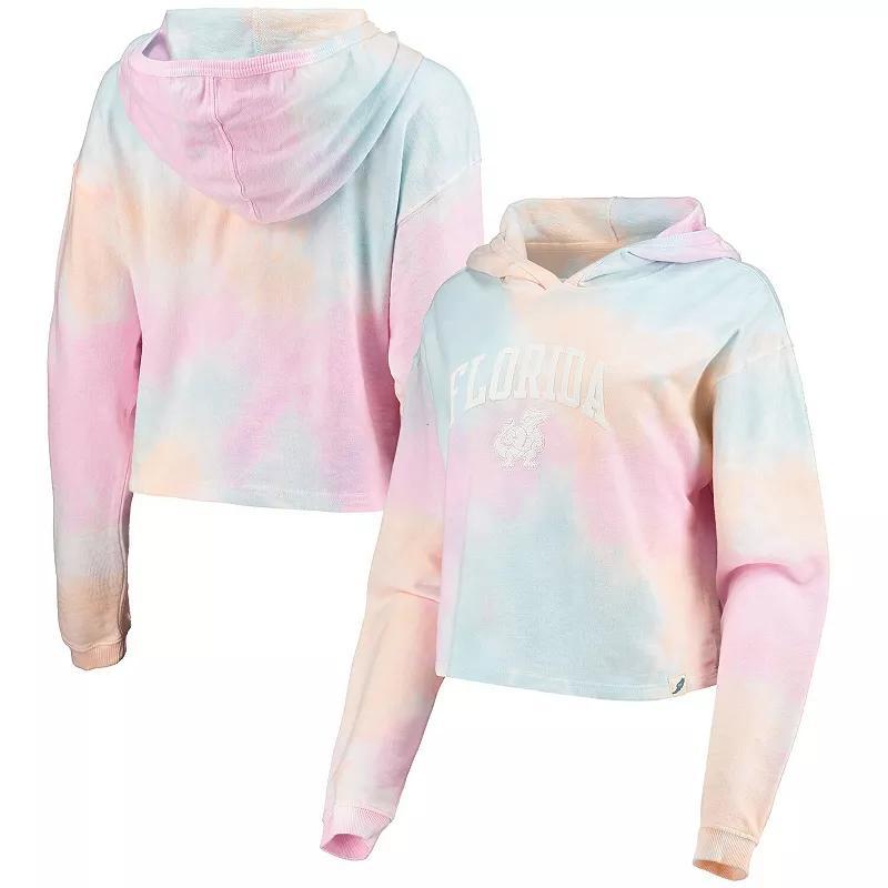 Womens League Collegiate Wear /White Florida Gators Tie-Dye Cropped Pullover Hoodie Product Image