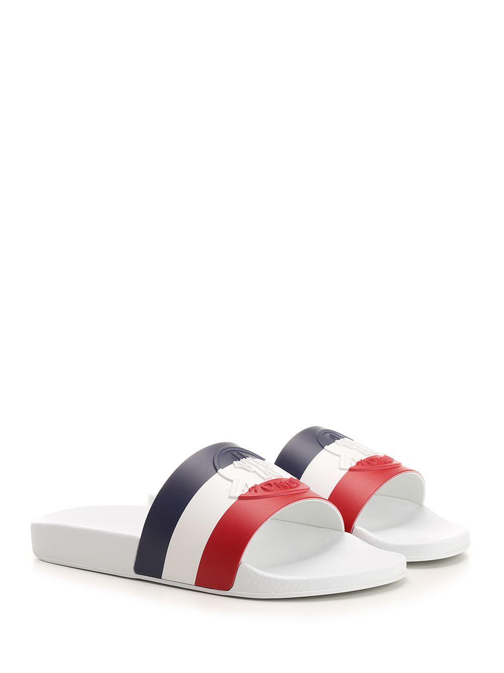 Men's Debossed Raffia Slides In White Product Image