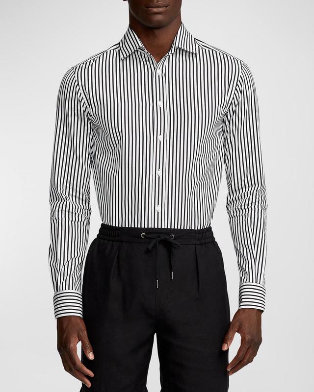 Mens Striped Cotton Long-Sleeve Sport Shirt Product Image