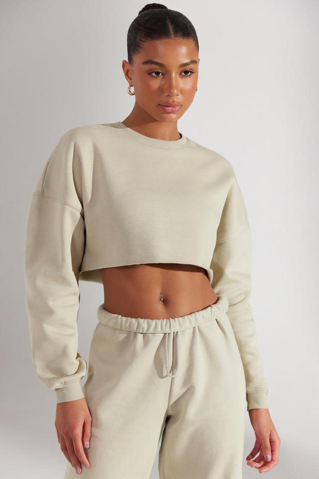 Cropped Oversized Sweatshirt in Limestone Product Image