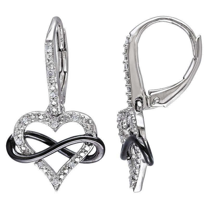 Stella Grace Sterling Silver 1/10 Carat T.W. Diamond Infinity Heart Earrings, Womens Product Image