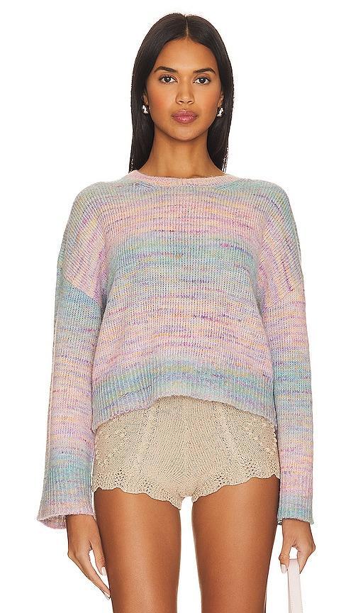 525 Liyan Space Dye Crew Neck Pullover Sweater in Pink. - size L (also in XL) Product Image