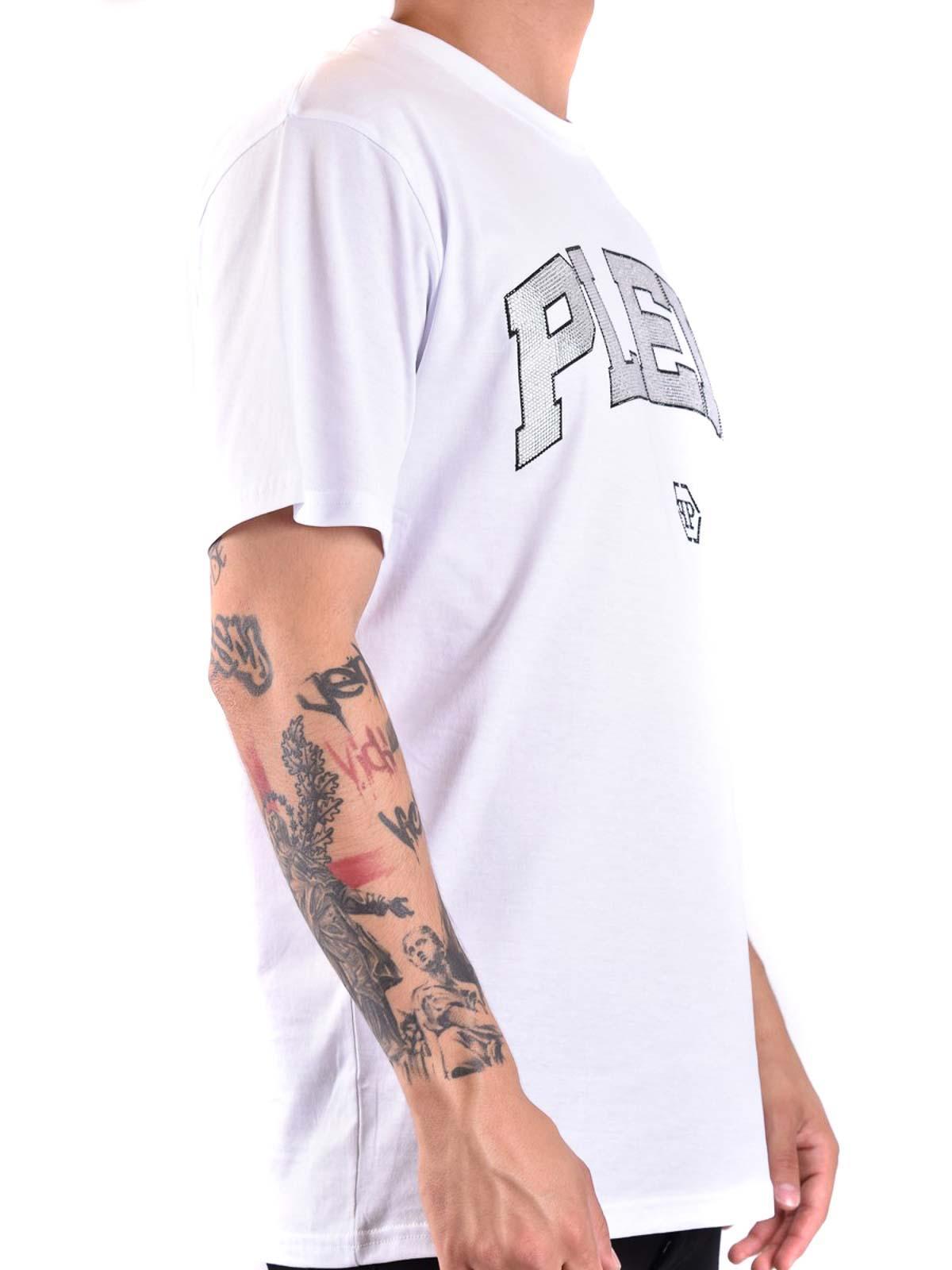 PHILIPP PLEIN Logo-embellished Cotton T-shirt In White Product Image