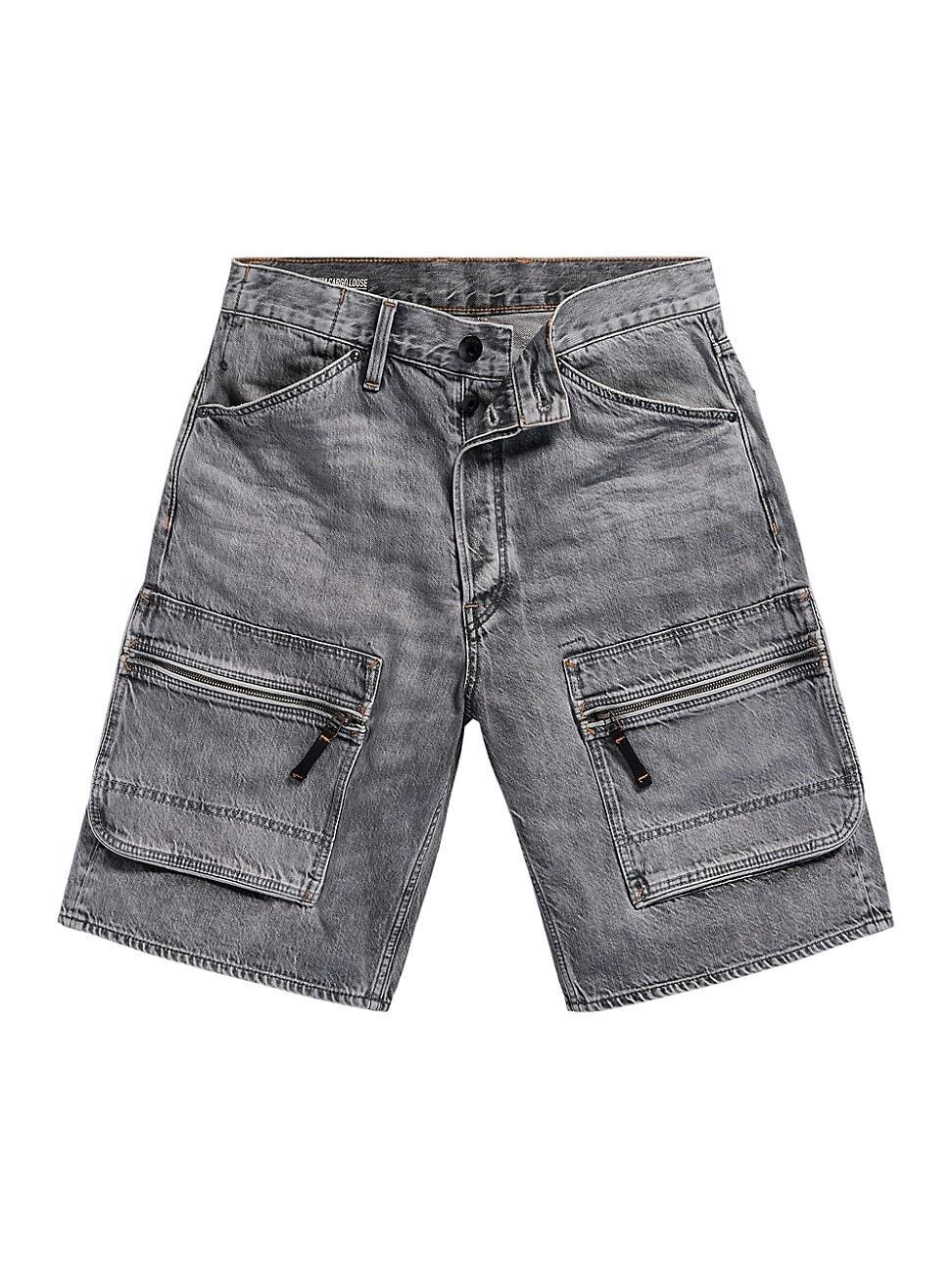 Mens Loose Denim Cargo Shorts Product Image