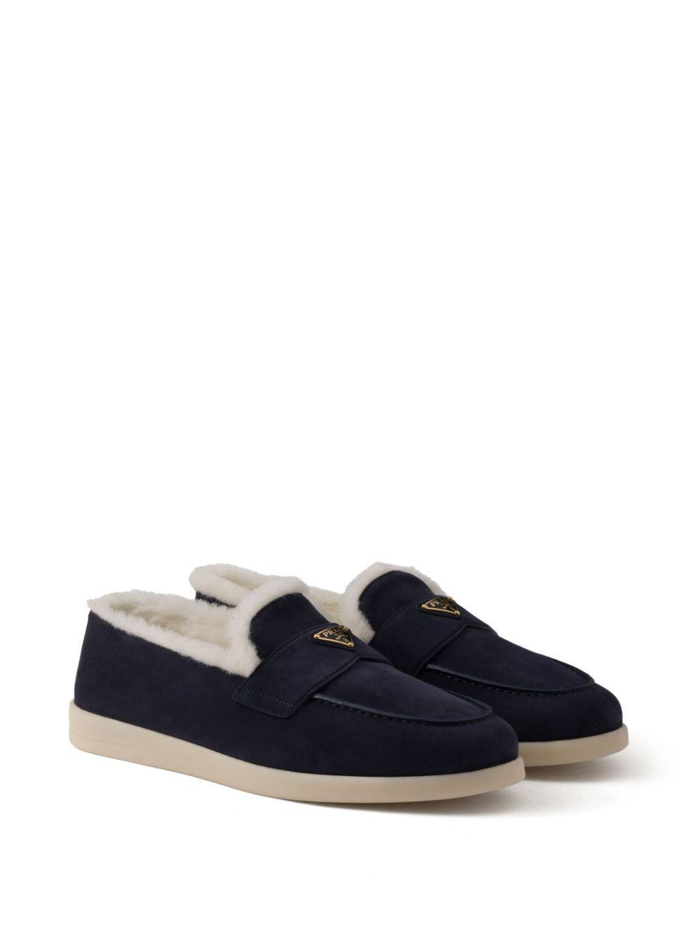 PRADA Suede Loafers In Blue Product Image