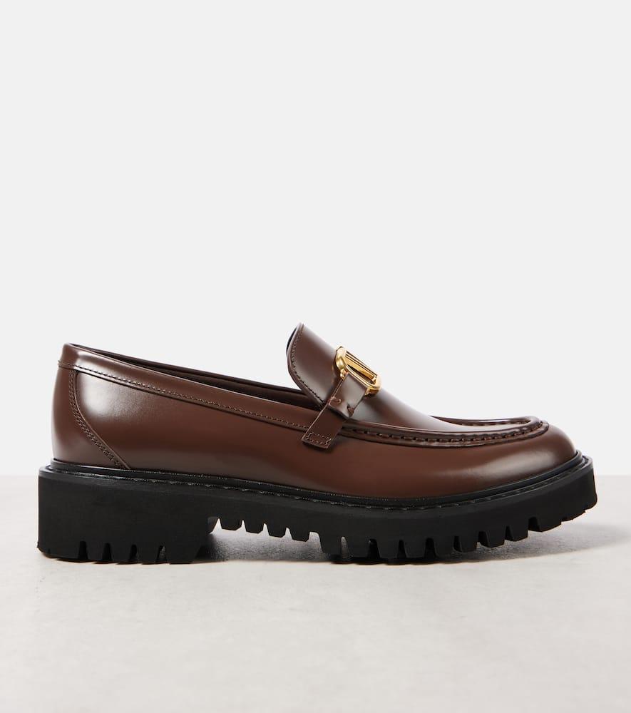 VALENTINO GARAVANI Vlogo Signature Leather Loafers In Brown Product Image