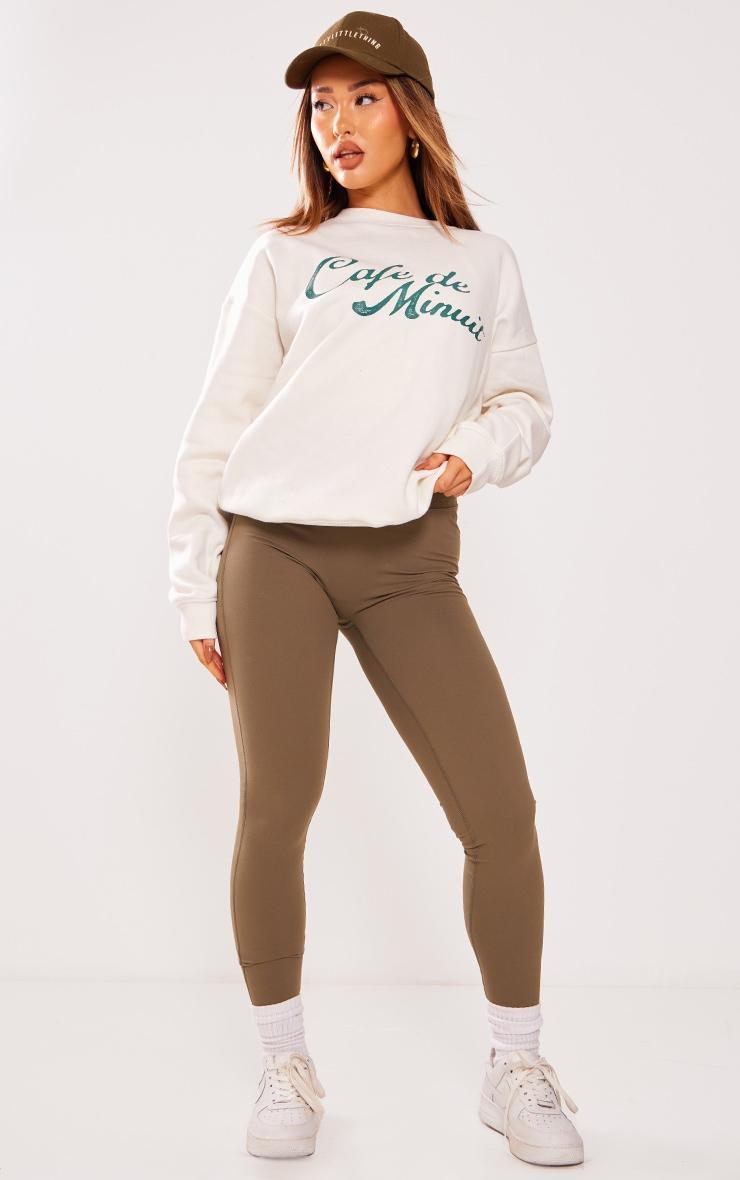 Petite Cream Graphic Oversized Sweatshirt Product Image