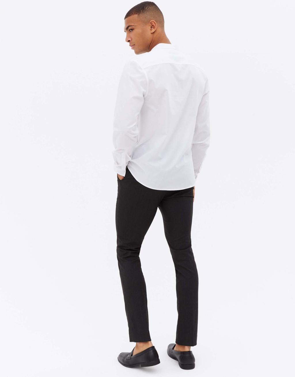 New Look long sleeve grandad shirt in white Product Image