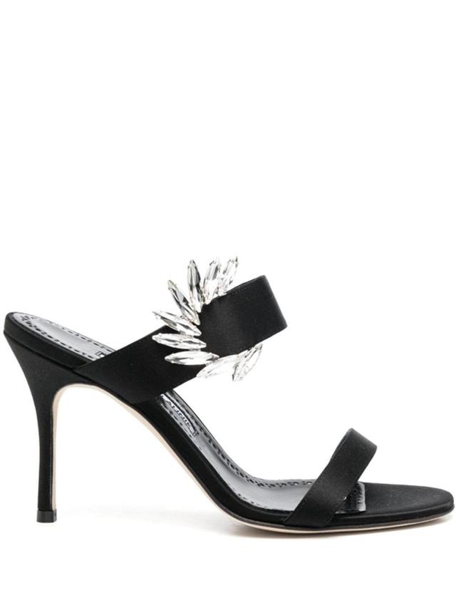 MANOLO BLAHNIK Chivela 90 Crystal-embellished Sandals In Black Product Image