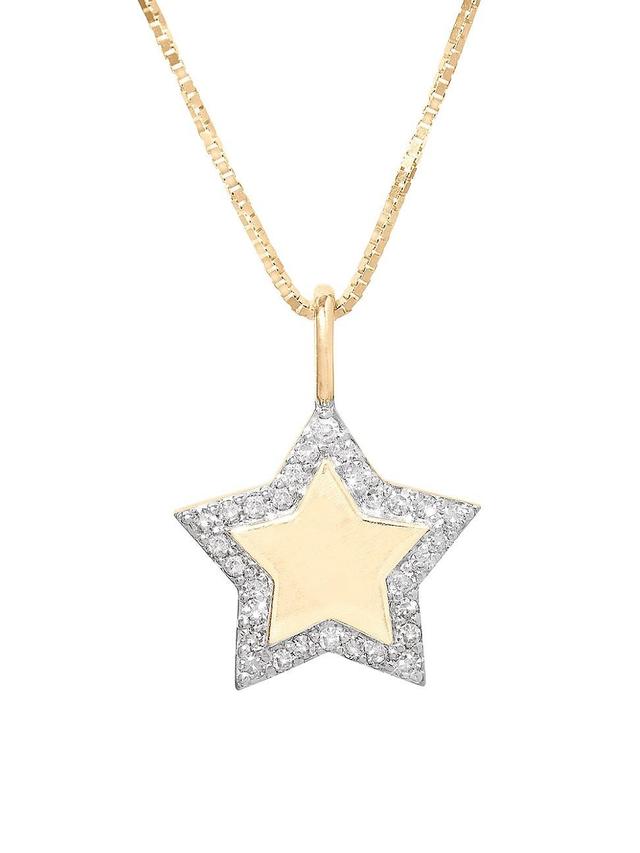 Womens 10K Yellow Gold & Diamond Star Pendant Necklace Product Image