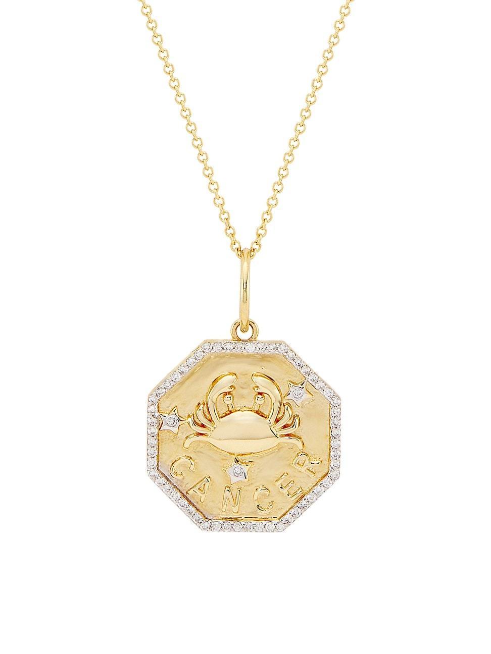 Womens 14K Yellow Gold & 0.2 TCW Diamond Zodiac Pendant Necklace Product Image