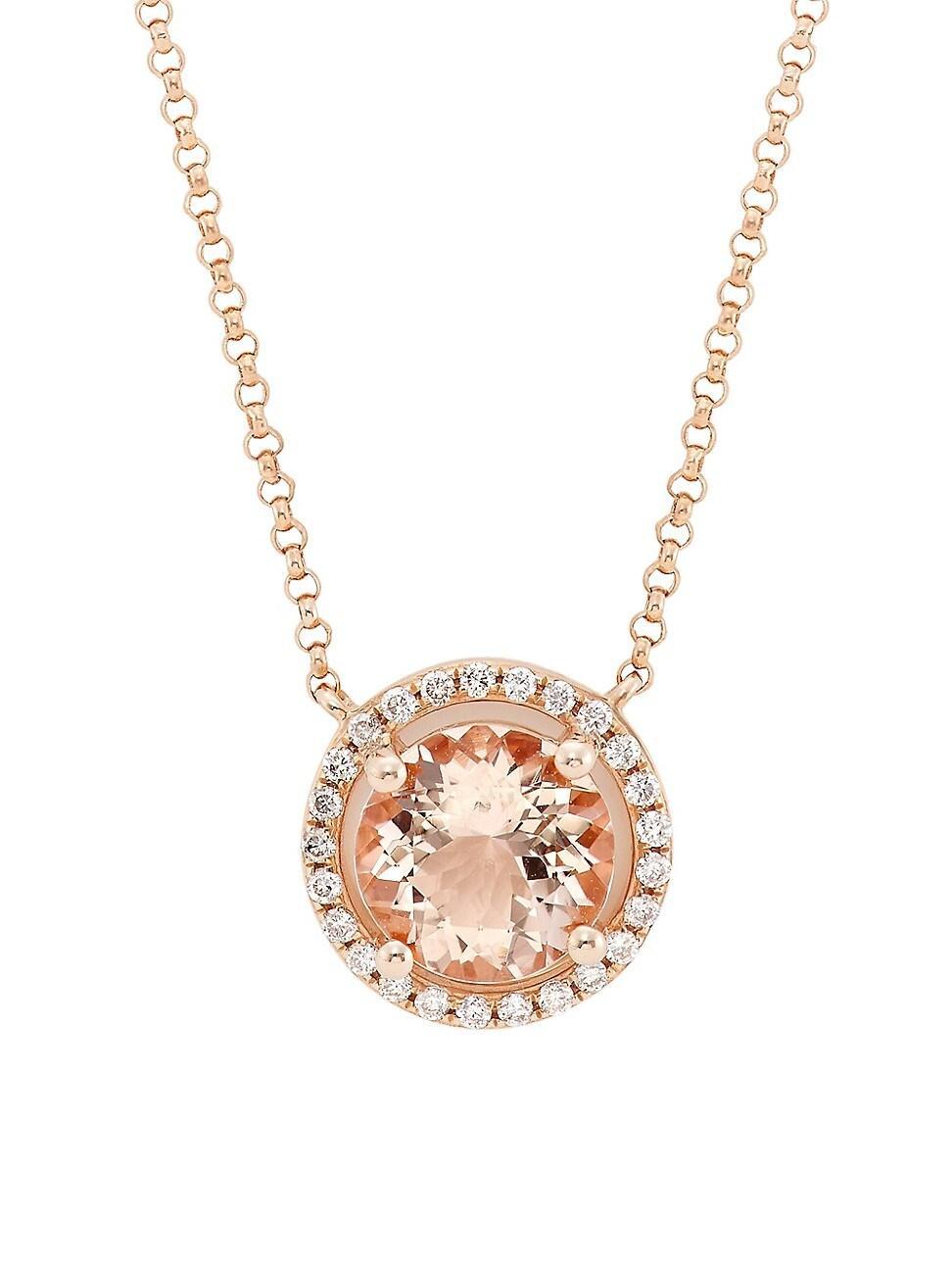 Womens 14K Rose Gold, 0.14 TCW Diamond & Morganite Pendant Necklace Product Image