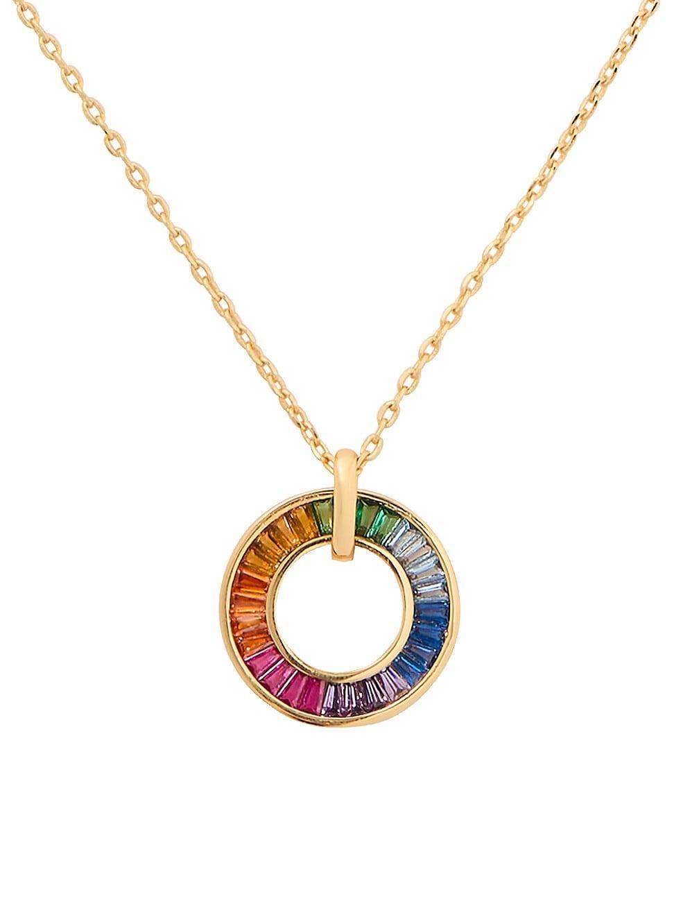 Womens Goldtone & Multi-Stone Circle Pendant Necklace Product Image