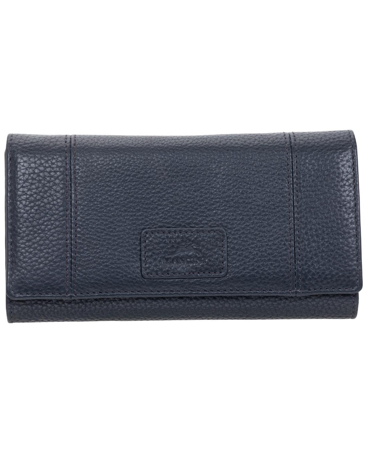 Mancini Womens Pebbled Collection Rfid Secure Trifold Wing Wallet Product Image