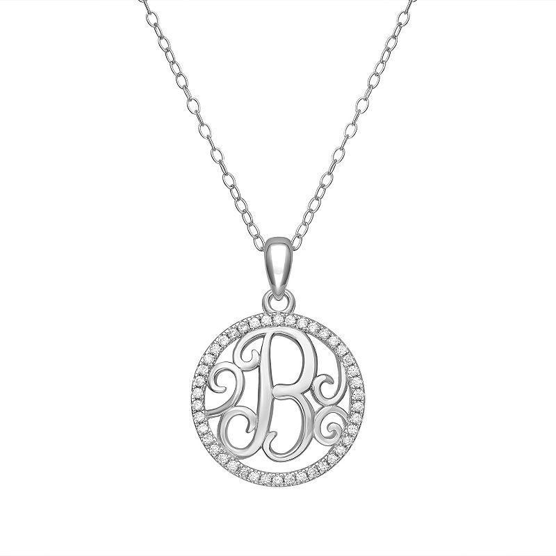 PRIMROSE Sterling Silver Cubic Zirconia Initial Pendant Necklace, Womens Product Image