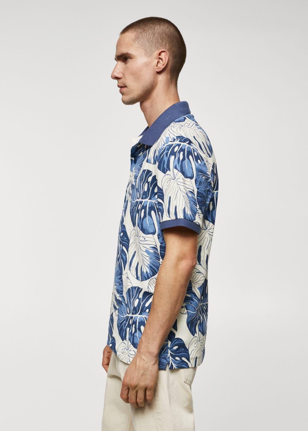 MANGO MAN - Tropical print cotton polo shirt dark navyMen Product Image