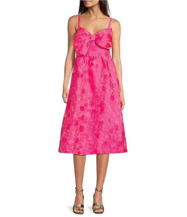 Lilly Pulitzer Ellara Jaquard Sweetheart Neck Sleeveless Bow Detail Midi A-Line Dress Product Image