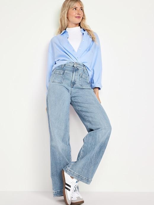 Extra High-Waisted Trouser Wide-Leg Jeans Product Image