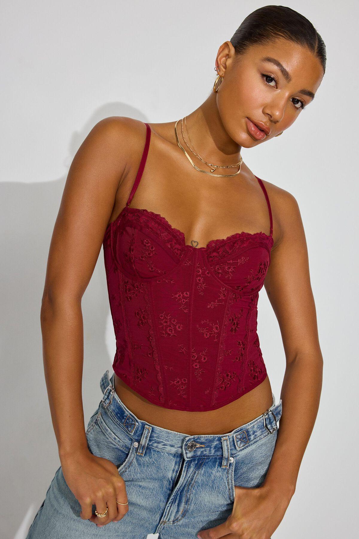 Chrishell Embroidered Mesh Bustier Top product image