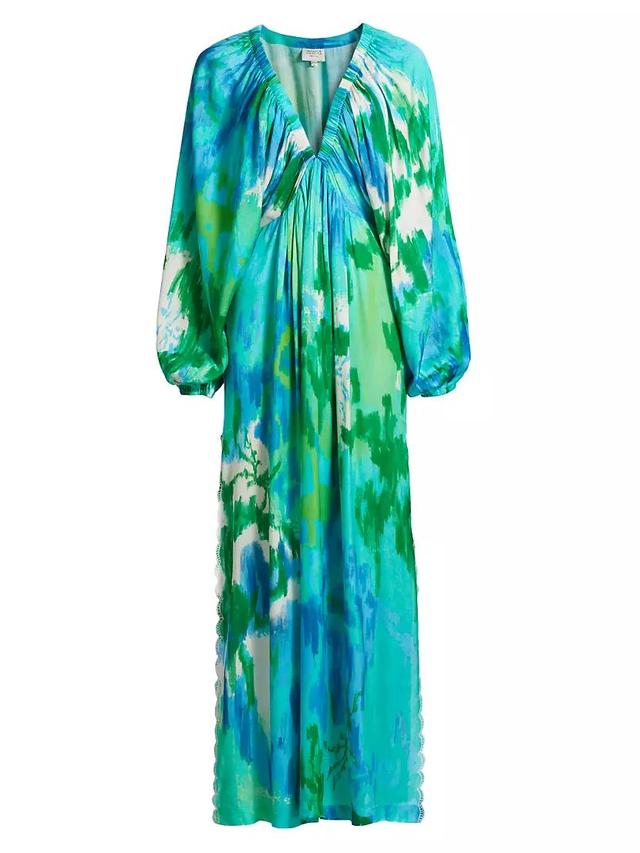 Tie-Dye Satin Caftan Product Image