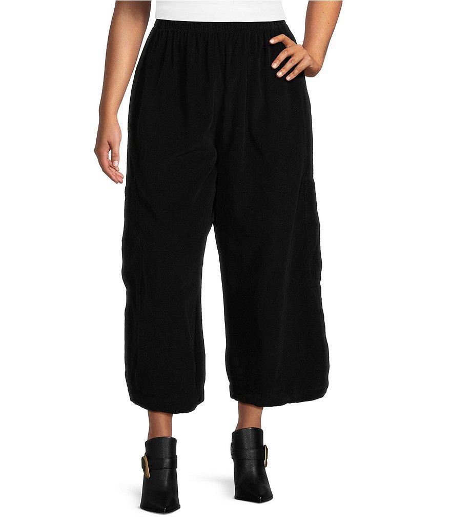 Bryn Walker Plus Size Pasha Cotton Corduroy Oversized Pocketed Wide Leg Pull-On Pants Product Image