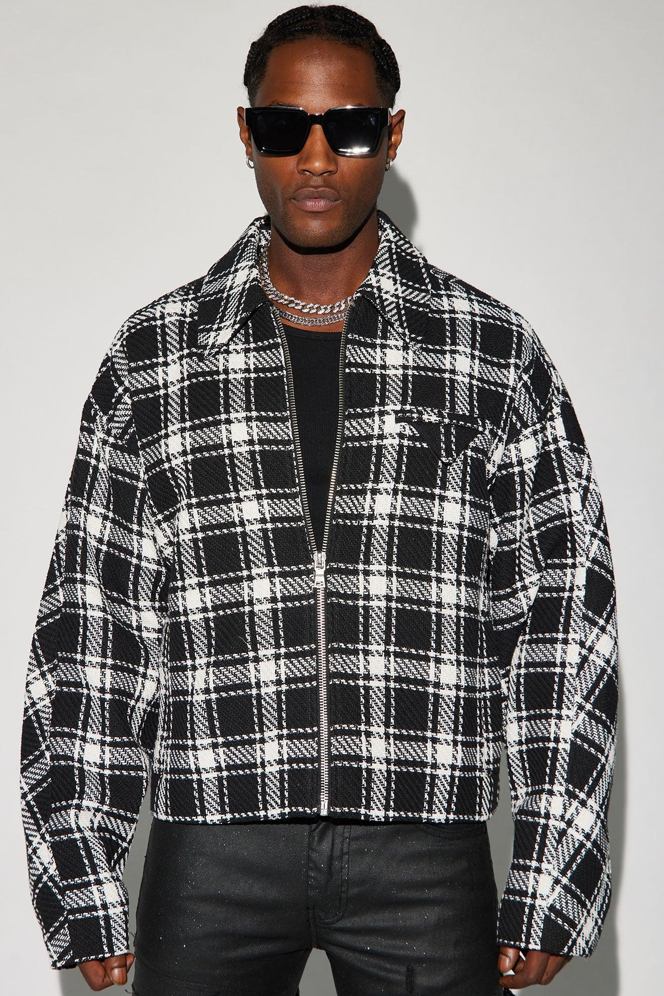 Fitch Tweed Plaid Cropped Jacket - Black/combo Product Image