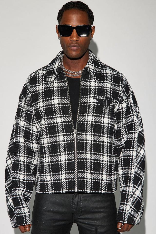 Fitch Tweed Plaid Cropped Jacket - Black/combo Product Image