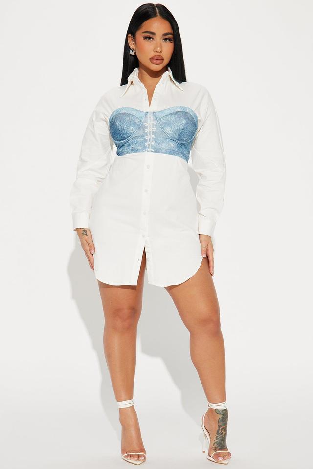 Brianna Shirt Mini Dress - White Product Image