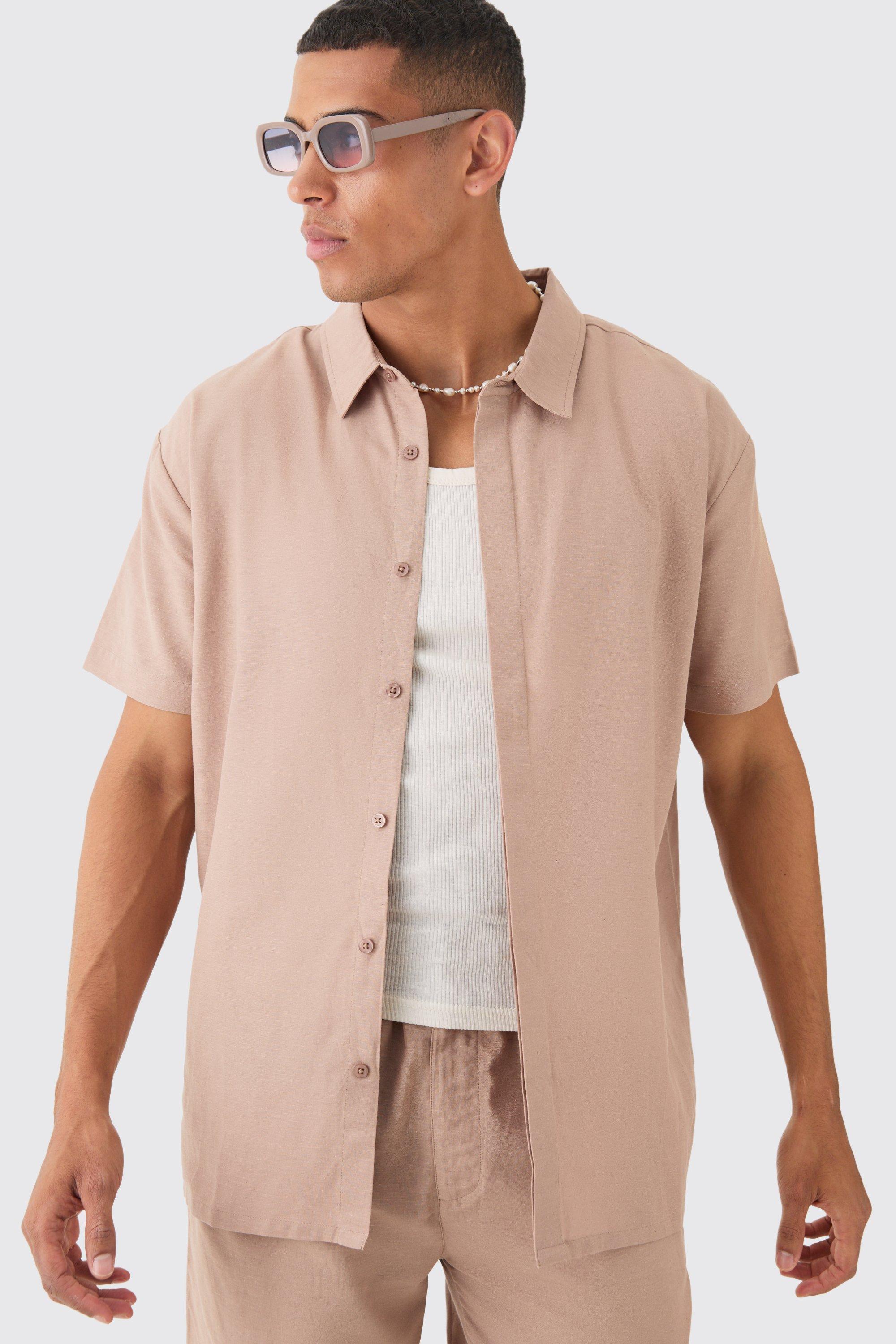 Oversized Linen Concealed Placket Shirt | boohooMAN USA product image