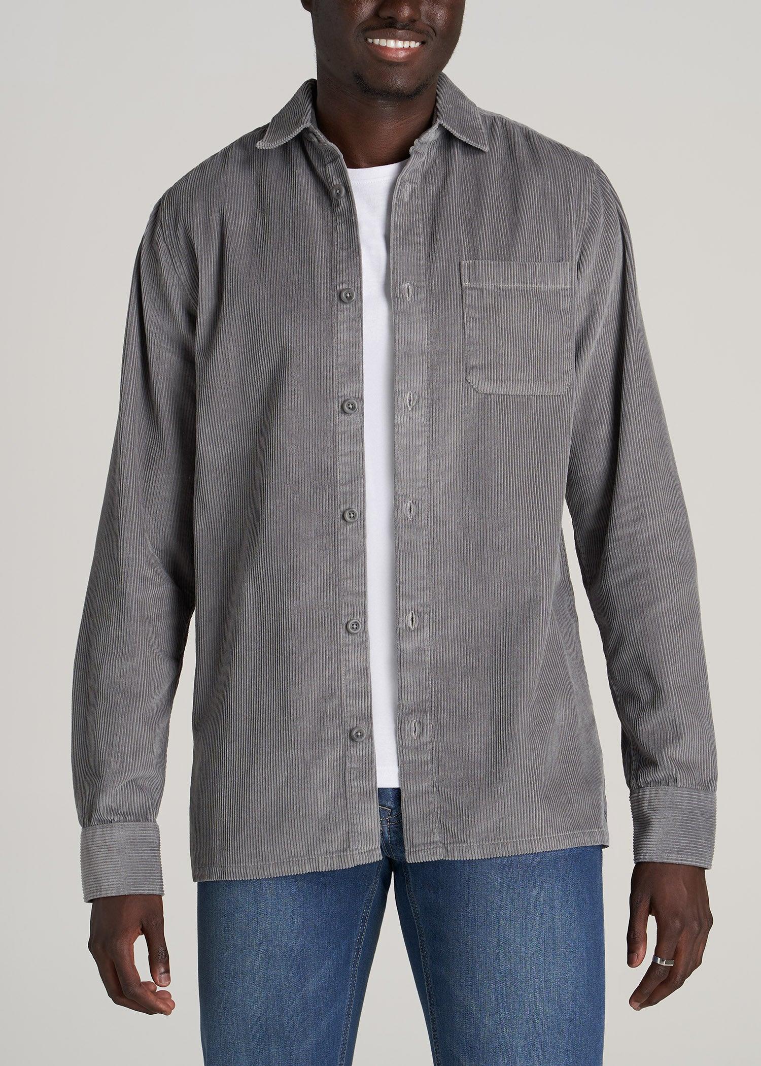 LJ&S Corduroy Overshirt for Tall Men in Limestone Product Image