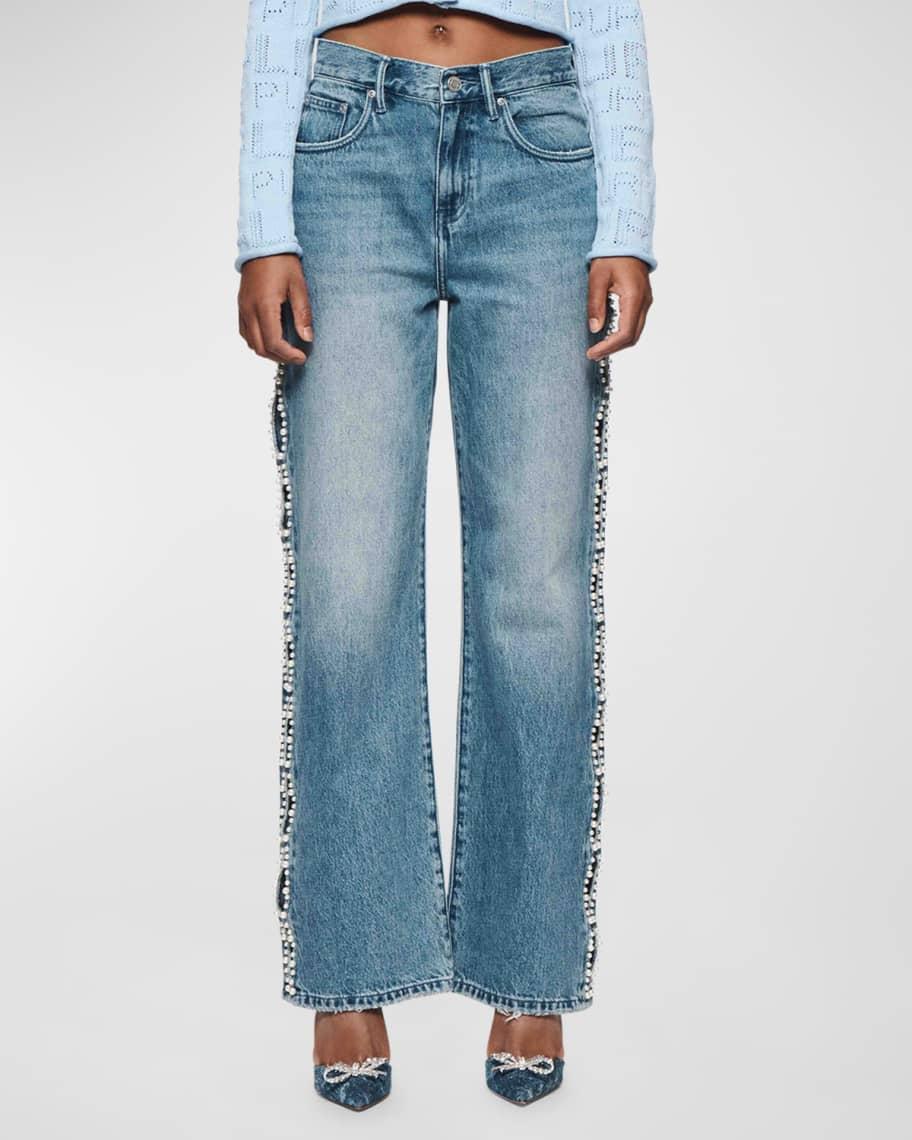 Wide Cut-Out Pearly Jeans Product Image