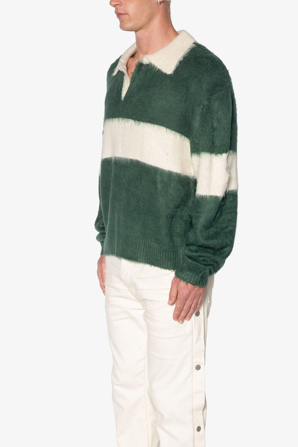 Mohair Rugby Sweater - Green/White Product Image