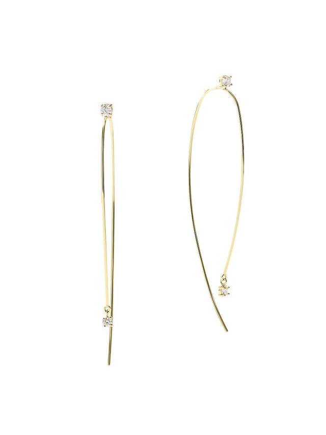 Womens 14K Yellow Gold & 0.2 TCW Diamond Wire Hoop Earrings Product Image